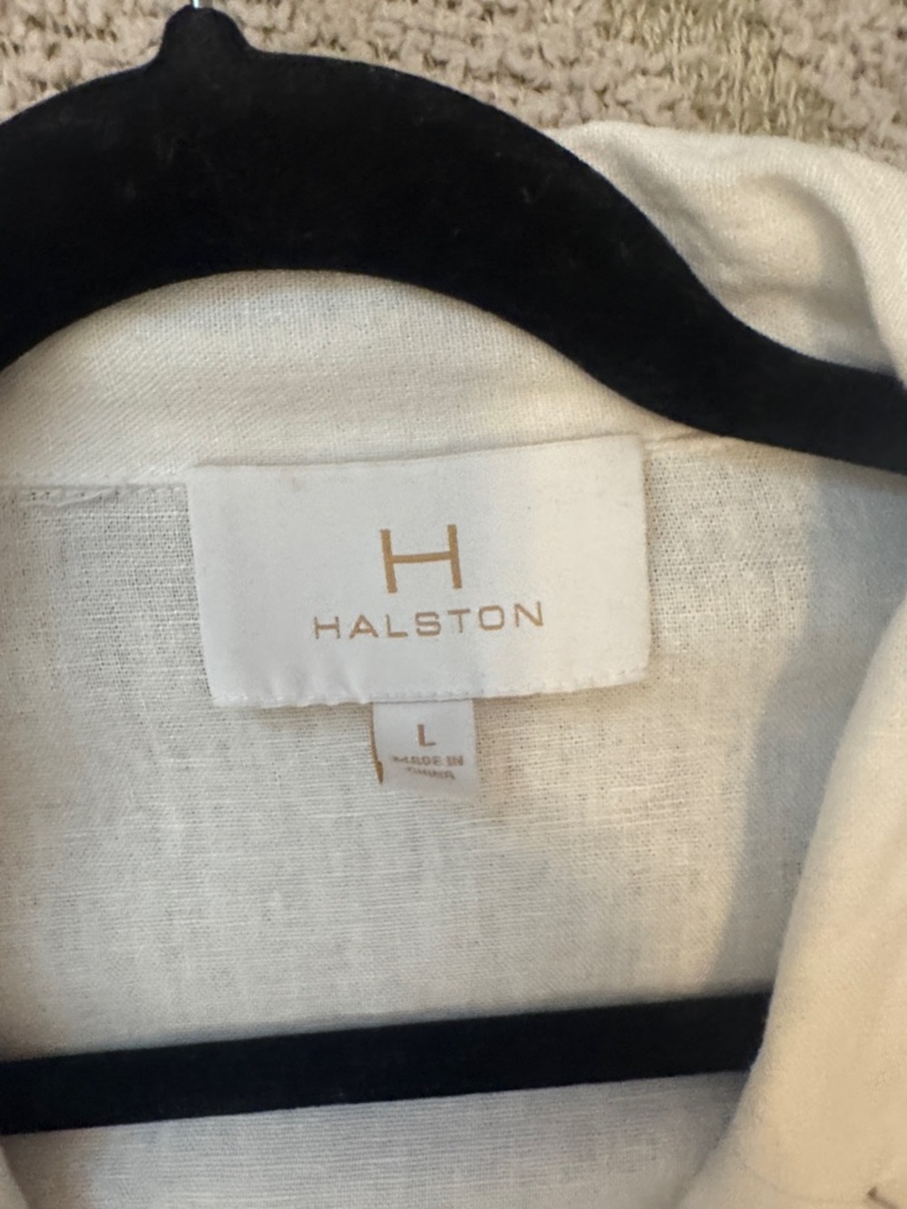 Halston Linen Blend Blazer Ruffle Sleeve Ivory Lightweight Jacket Size L - Picture 2 of 4